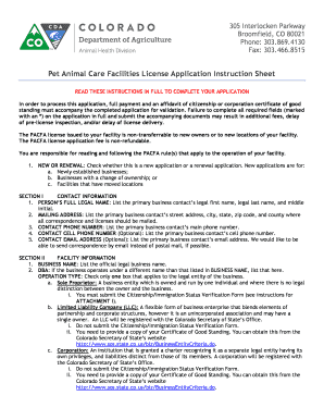 Pet Animal Care Facilities License Application