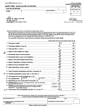California Sales and Use Tax Return