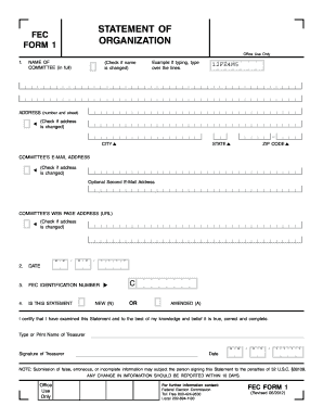 FEC Form 1 Organization Statement