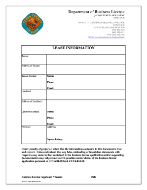 Business License Lease Information Form