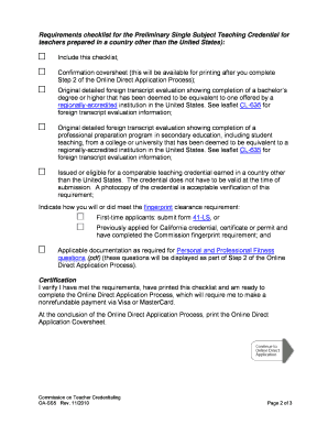 California Single Subject Teaching Credential Application