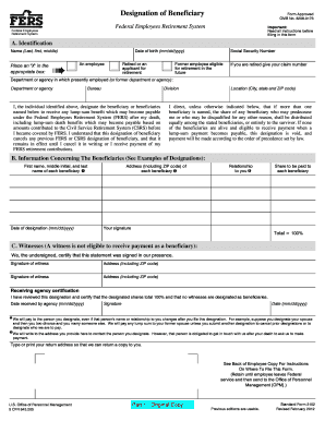 Federal Employees Retirement System Beneficiary Designation Form