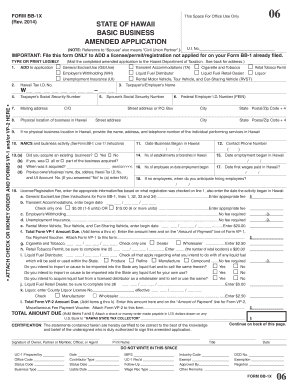 Hawaii Basic Business Amended Application