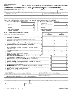 Michigan Annual Flow-Through Withholding Reconciliation Return