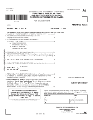 Hawaii Employer Annual Return Form HW-3