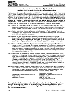 Instructions to Claimants for Private Physician Information