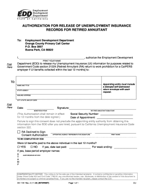Authorization for Release of Unemployment Insurance Records