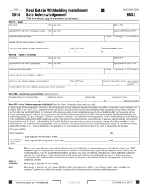 California Real Estate Withholding Installment Form 593-I