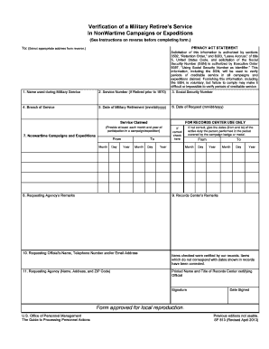 Verification of Military Retiree Service