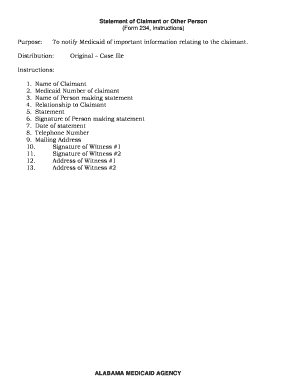 Alabama Medicaid Statement of Claimant