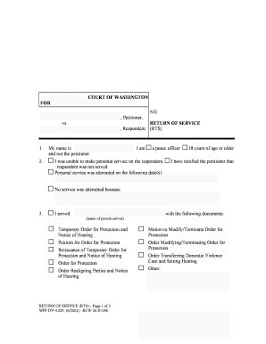 Washington Return of Service Form