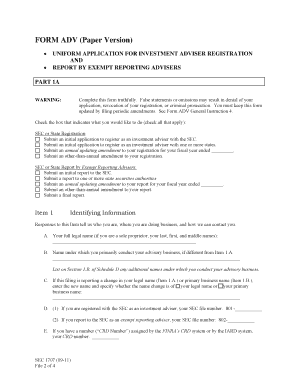 Form ADV Investment Adviser Registration