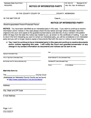 Nebraska Notice of Interested Party