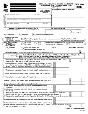 Nebraska Individual Income Tax Return Form 1040N