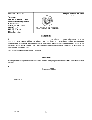 Texas Anti-Bribery Statement Form 2201