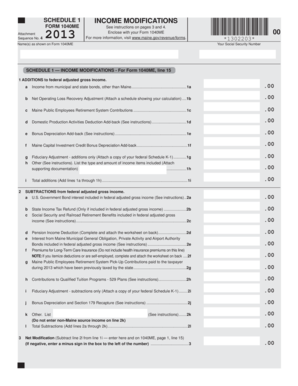 Maine Schedule 1 Income Modifications