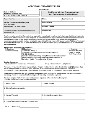 California Additional Treatment Plan Form