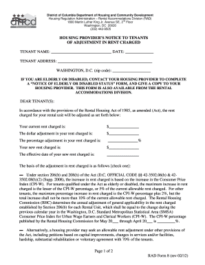 DC Housing Provider’s Notice to Tenants of Rent Adjustment
