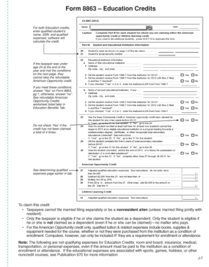 Form 8863 Education Credits