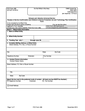 FCC Form 486 Receipt of Service Confirmation