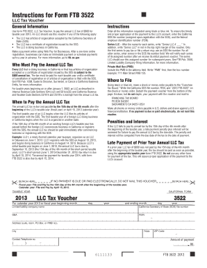 California LLC Tax Voucher Form FTB 3522