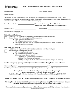 Senior Citizen Utility Discount Application