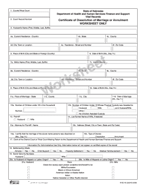 Nebraska Certificate of Dissolution of Marriage or Annulment