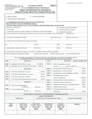 Colorado Liquor License Application