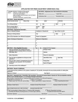 Trade Adjustment Assistance Application