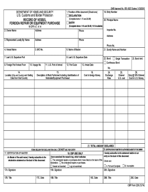 US Customs and Border Protection Declaration Form