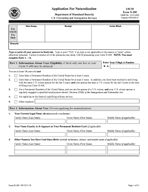 USCIS Form N-400 Application for Naturalization