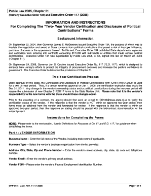 New Jersey Vendor Certification and Disclosure Form
