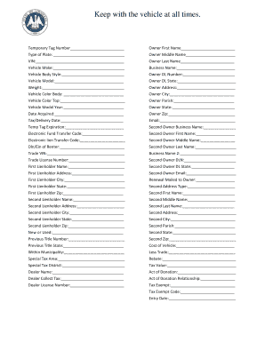 Temporary Vehicle Tag Application