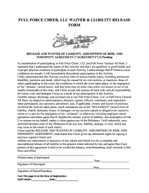 Full Force Cheer Waiver and Liability Release
