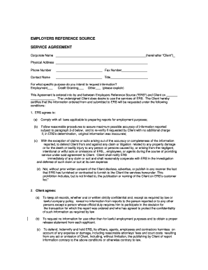 Employers Reference Source Service Agreement
