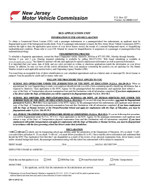New Jersey CDL Passenger/School Bus Endorsement Application