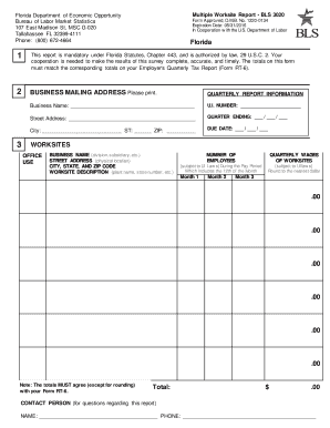 Florida Multiple Worksite Report BLS 3020