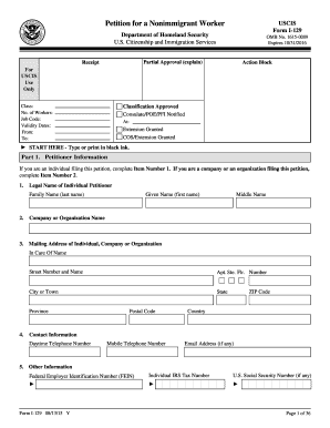Form I-129 Nonimmigrant Worker Petition