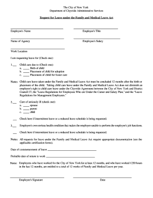 New York Family and Medical Leave Request Form