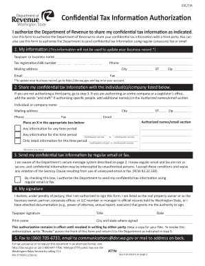 Washington State Confidential Tax Information Authorization