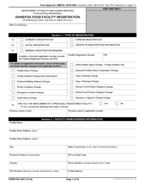 FDA Food Facility Registration Form