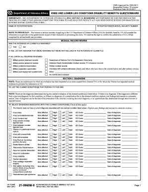 Knee and Lower Leg Conditions Disability Benefits Questionnaire