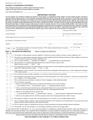 California Preliminary Change of Ownership Report