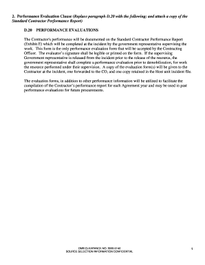 Standard Contractor Performance Report
