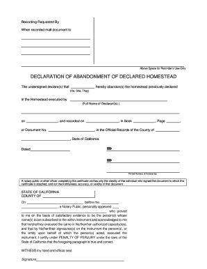 Declaration of Abandonment of Declared Homestead
