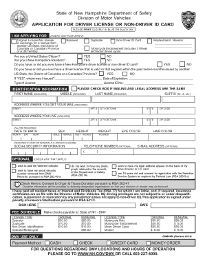 New Hampshire Driver License Application