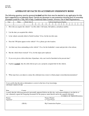 Affidavit of Facts for Indemnity Bond