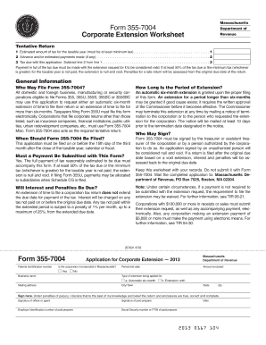 Massachusetts Corporate Extension Worksheet