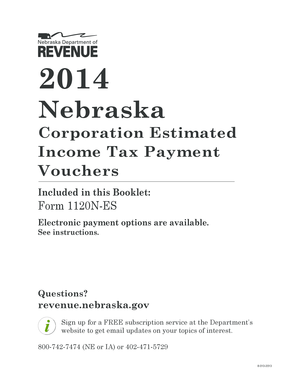 Nebraska Corporation Estimated Income Tax Payment Voucher 2014