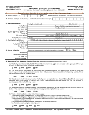 Wisconsin Hazardous Chemical Inventory Fee Statement